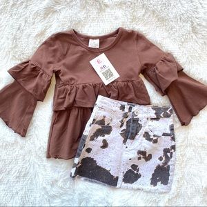 Girl Boutique Cow Denim Skirt Set
